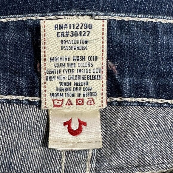 True Religion Joey Big T Flare Jeans Y2K Boho Midrise USA Denim Women’s 31 - Picture 8 of 10